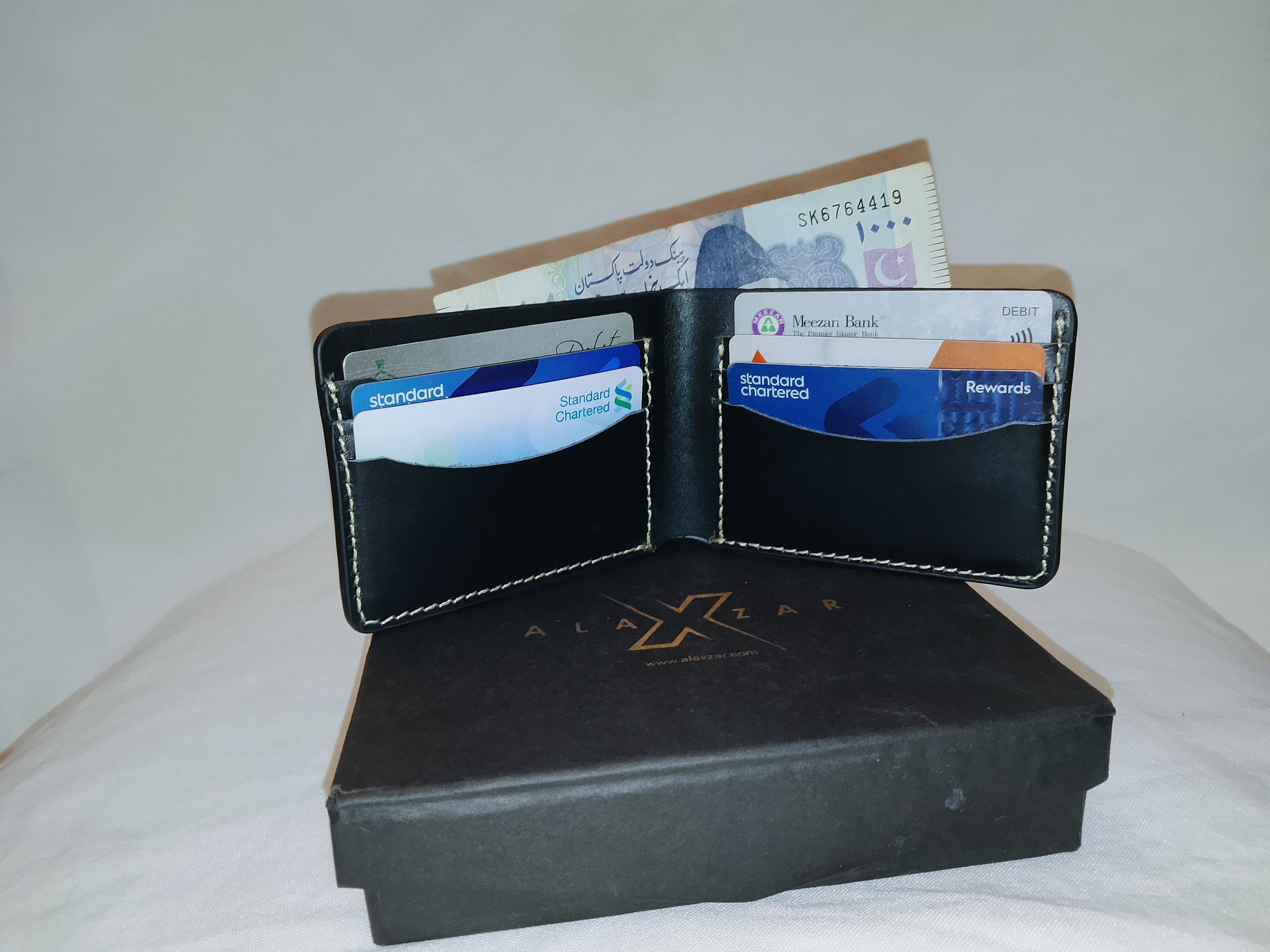 Men’s Rugged Leather Wallet | Black Cow Leather | (TS-45)
