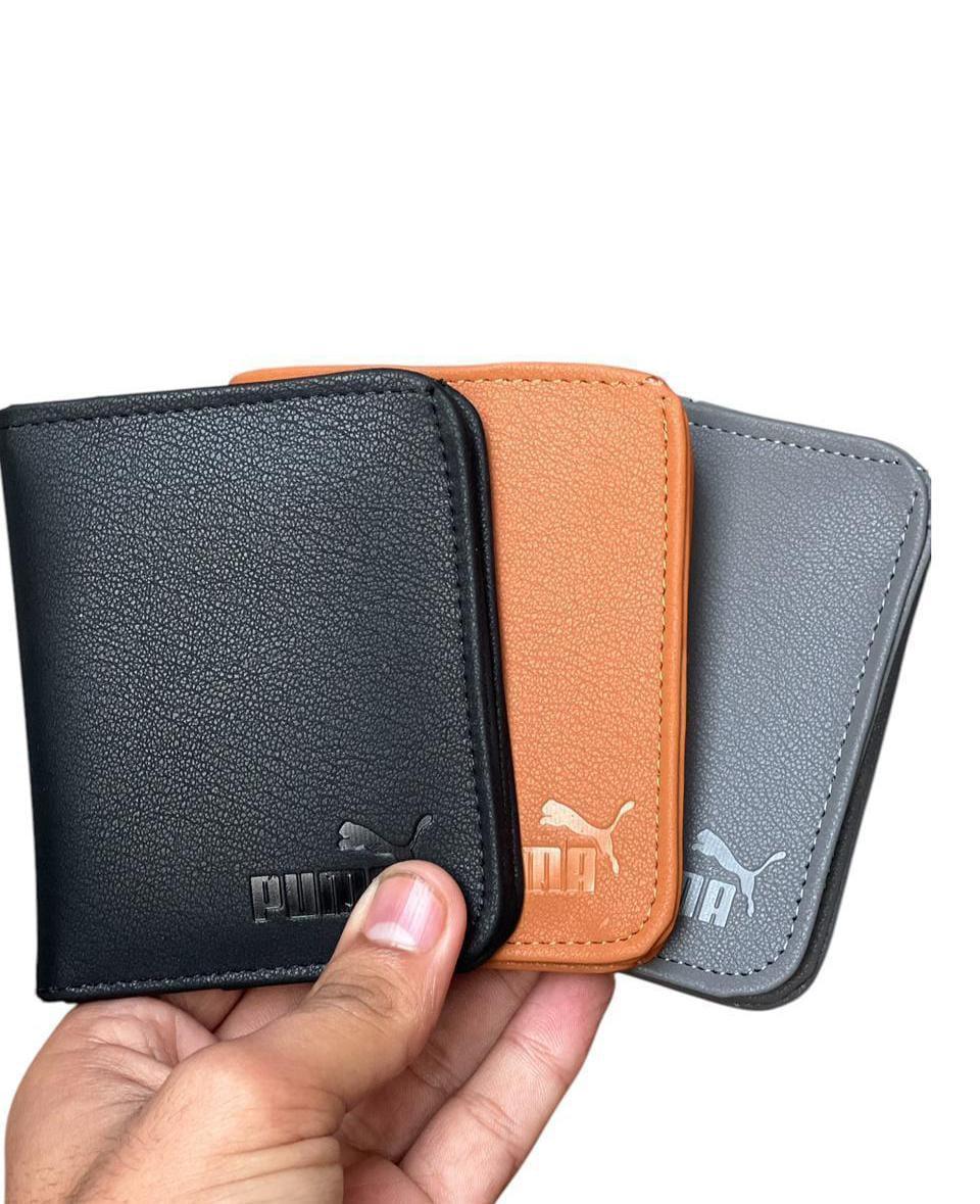 Men's Leather Wallet Black Orange Gray Puma Logo (TS-09)