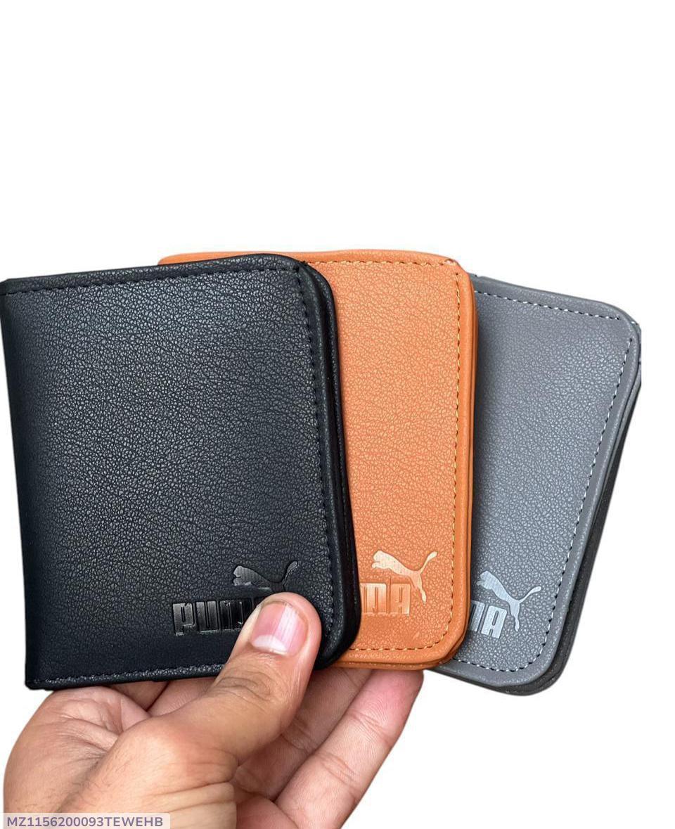 Men's Leather Wallet Black Orange Gray Puma Logo (TS-09)