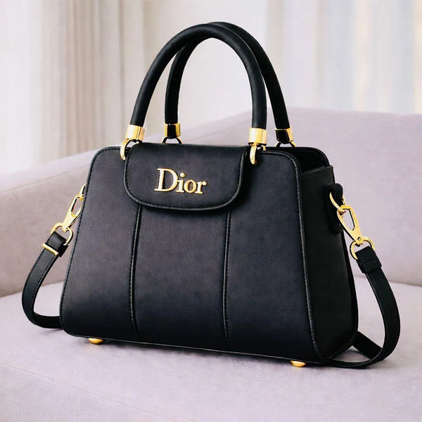 Dior Black Leather Handbag Women 9x11 Gold Hardware (TS-37)