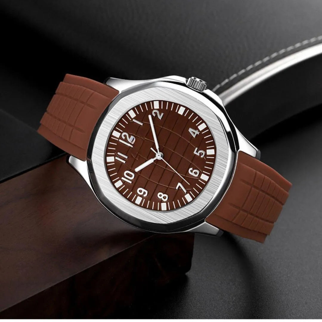 Men's Water Resistant Quartz Watch with Textured Rubber Strap (TS-17)