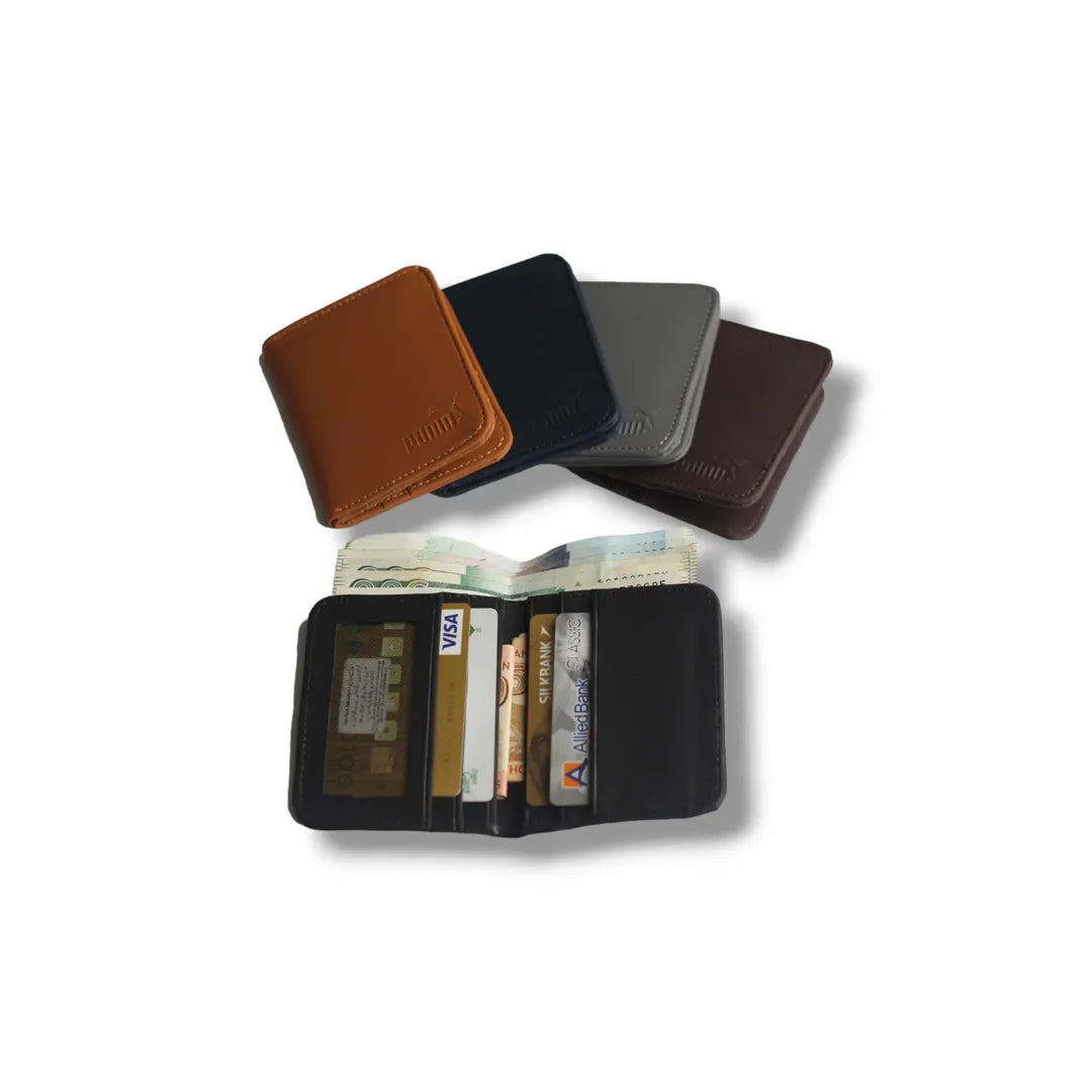 Men's Leather Wallet 6 Card Slots Black Brown Two Sides (TS-15)