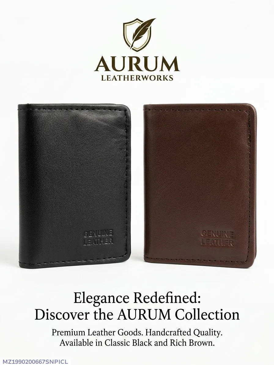 Aurum Leather Wallet Black Brown 6-Pocket Men's Wallet (TS-12)