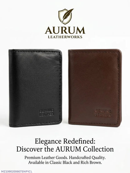 Aurum Leather Wallet Black Brown 6-Pocket Men&