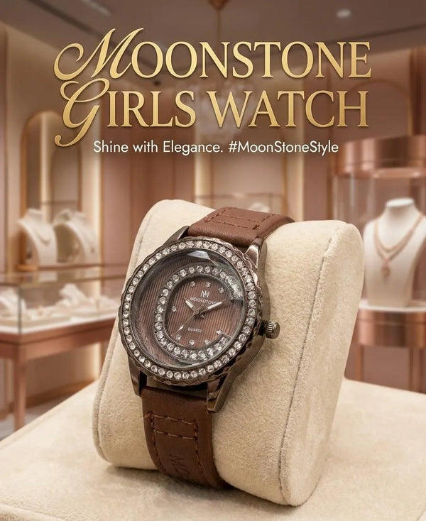 Women's Brown Leather Watch with Crystal Accents (TS-27)