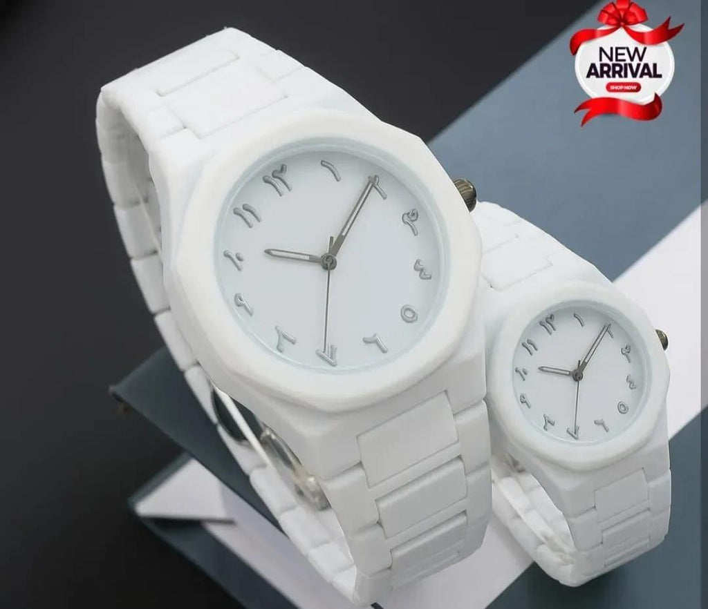 White Couple Watches Carbon Fiber Water Resistant Unisex (TS-33)