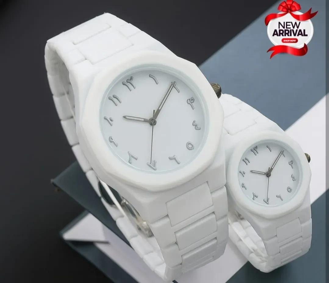 White Couple Watches Carbon Fiber Water Resistant Unisex (TS-33)