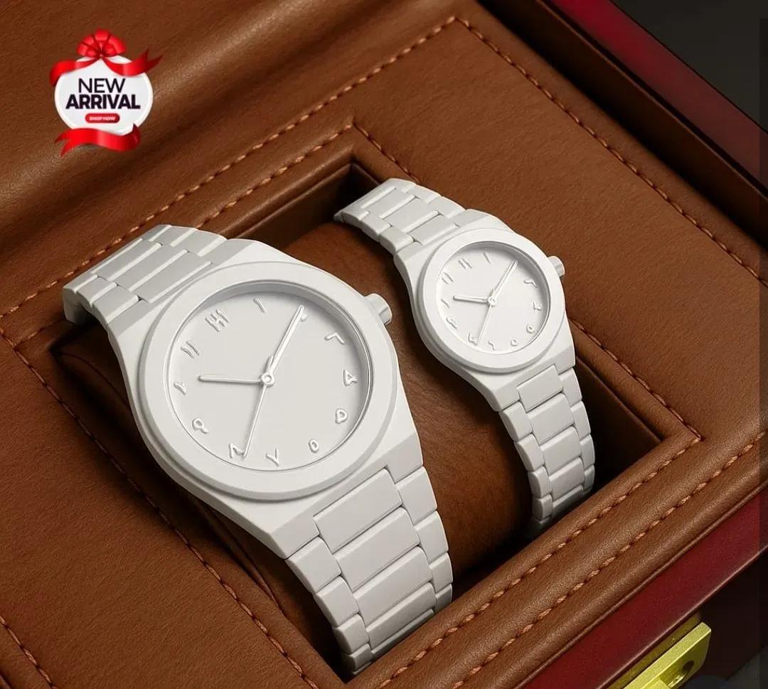 White Couple Watches Carbon Fiber Water Resistant Unisex (TS-33)