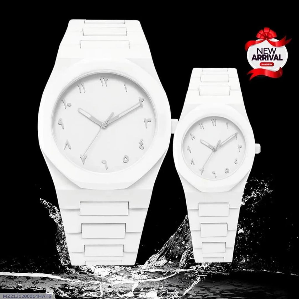 White Couple Watches Carbon Fiber Water Resistant Unisex (TS-33)
