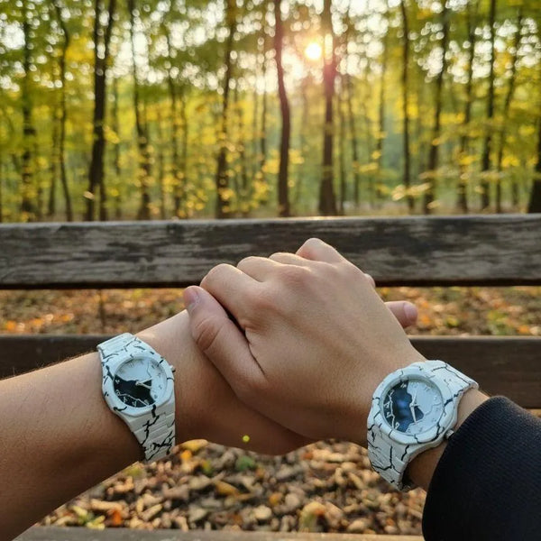 Couple Watches Black White Tiger Aura Plastic Match (TS-35)