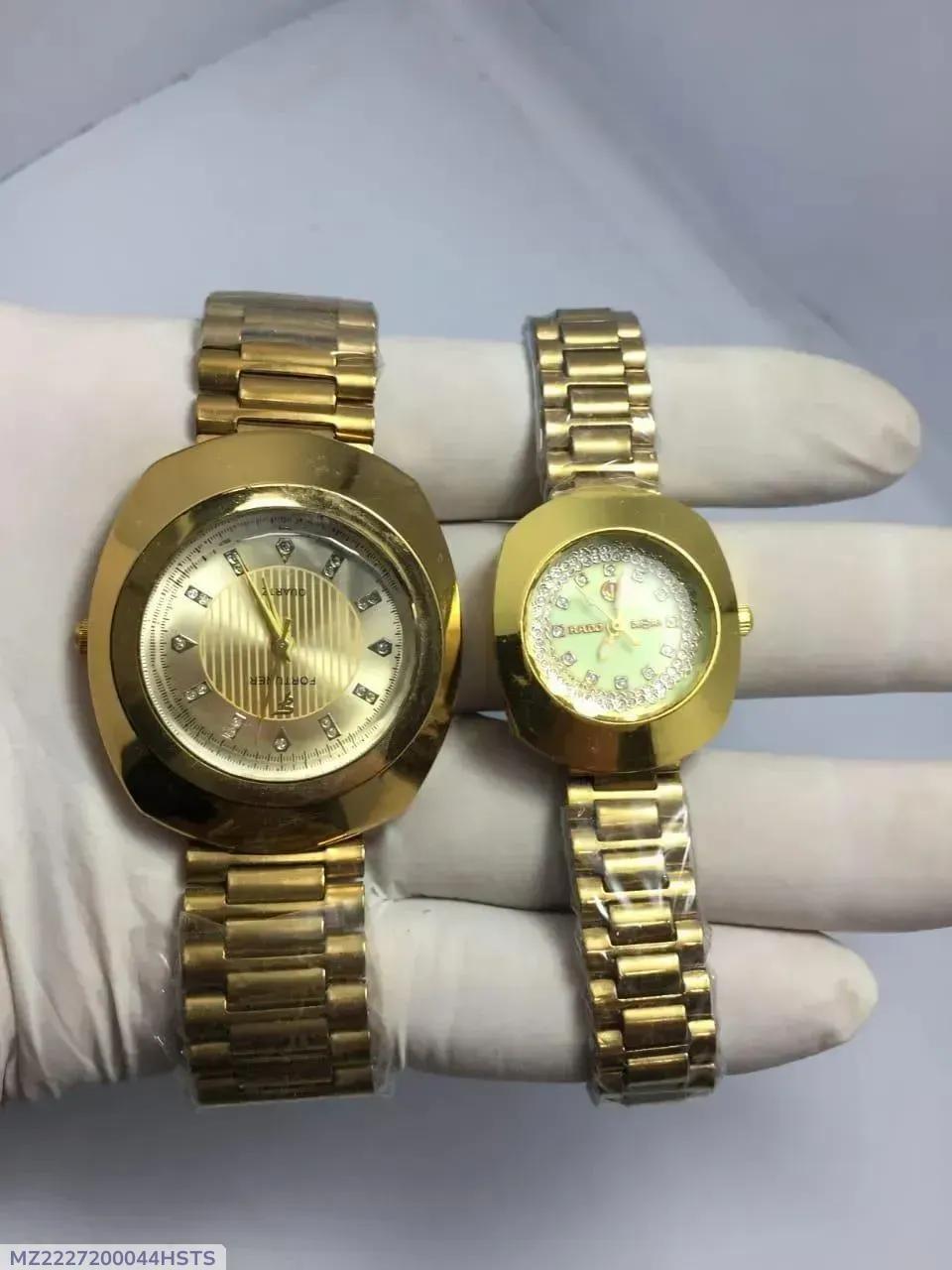 Gold Couple Watches Set Rose Gold Chain Strap 2 Pcs (TS-34)