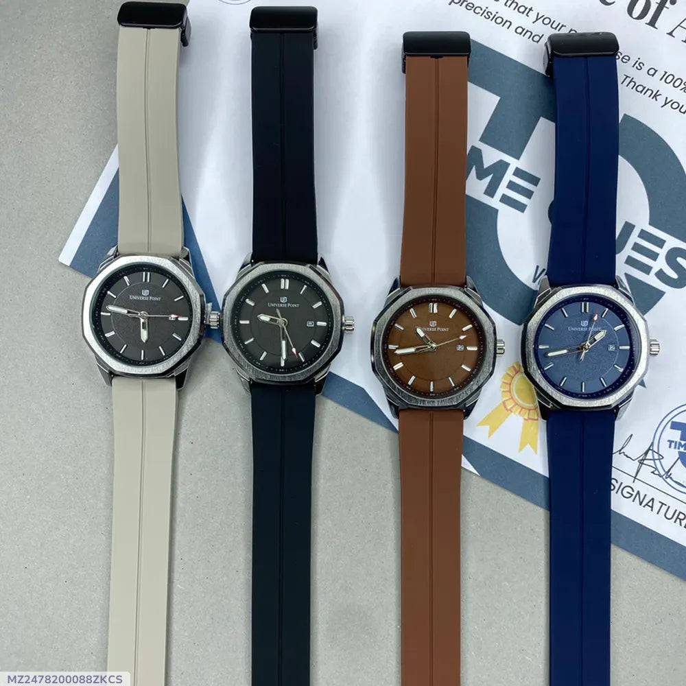 Men's Elegant Blue Crystal Quartz Watch with Silicone Strap (TS-22)