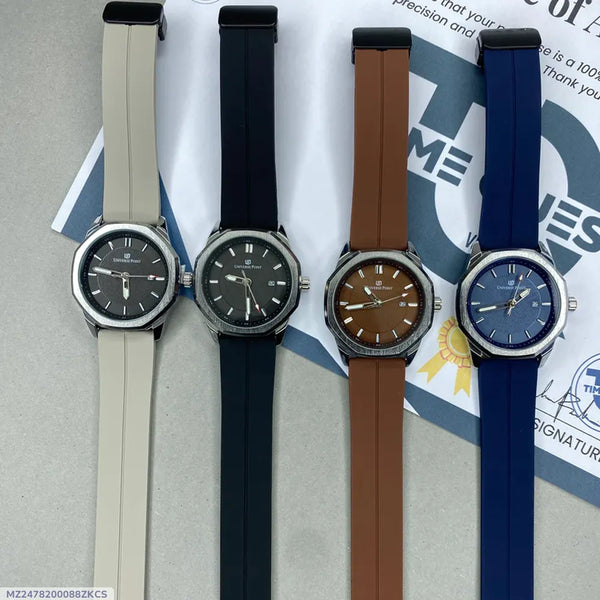 Men's Elegant Blue Crystal Quartz Watch with Silicone Strap (TS-22)