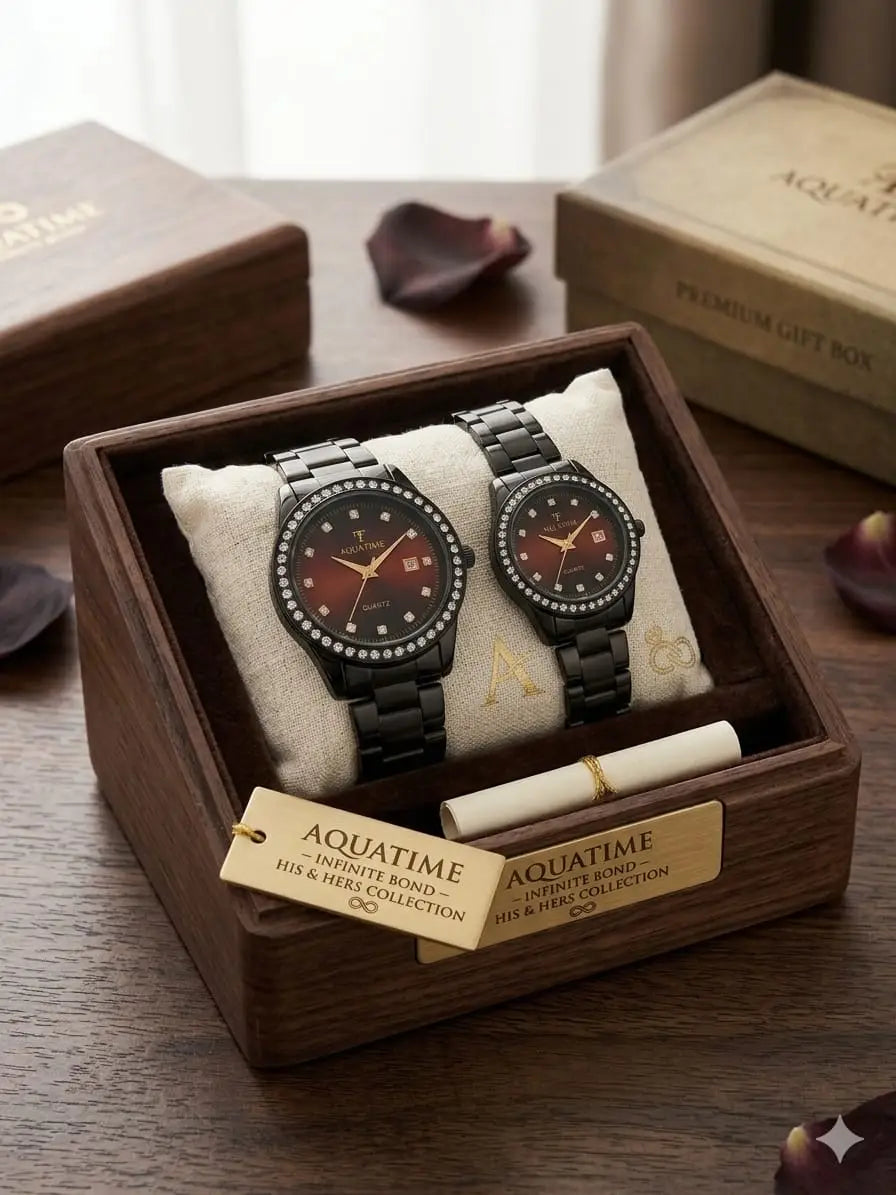 Couple's Stainless Steel Quartz Watches - Pack of 2 Unisex Analogue & Digital Timepieces (TS-31)
