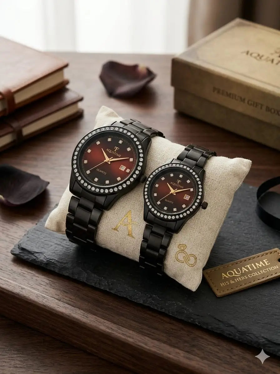 Couple's Stainless Steel Quartz Watches - Pack of 2 Unisex Analogue & Digital Timepieces (TS-31)