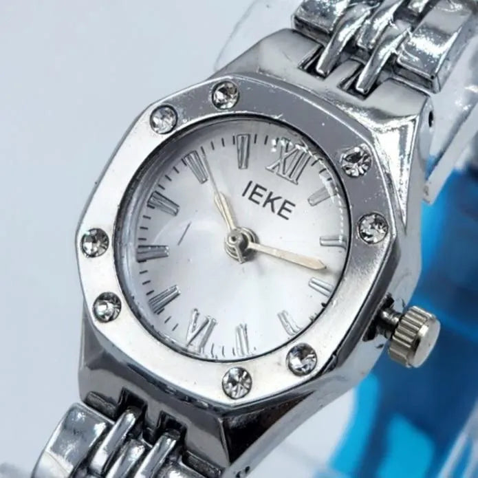 IEKE Stainless Steel Octagonal Watch with Crystal Studded Dial (TS-26)