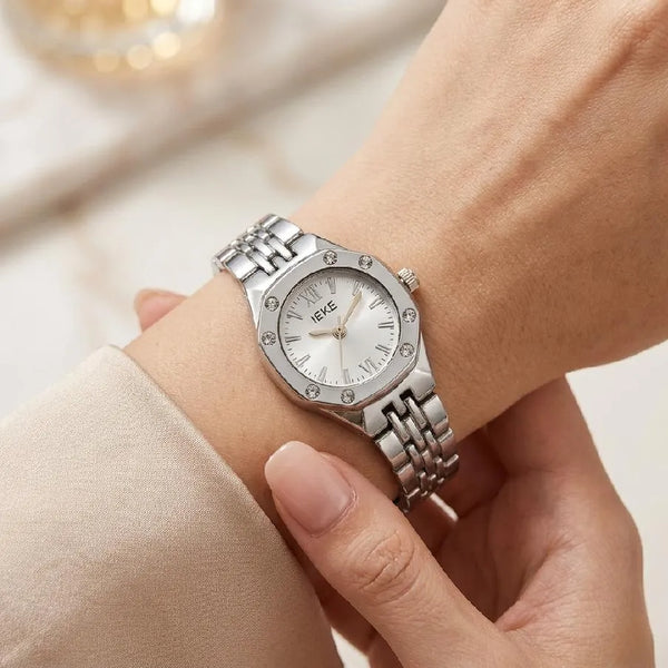 IEKE Stainless Steel Octagonal Watch with Crystal Studded Dial (TS-26)